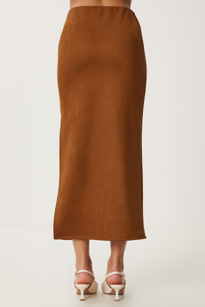 Women's Long Suede Skirt with Thigh Slit MC00292 - 3