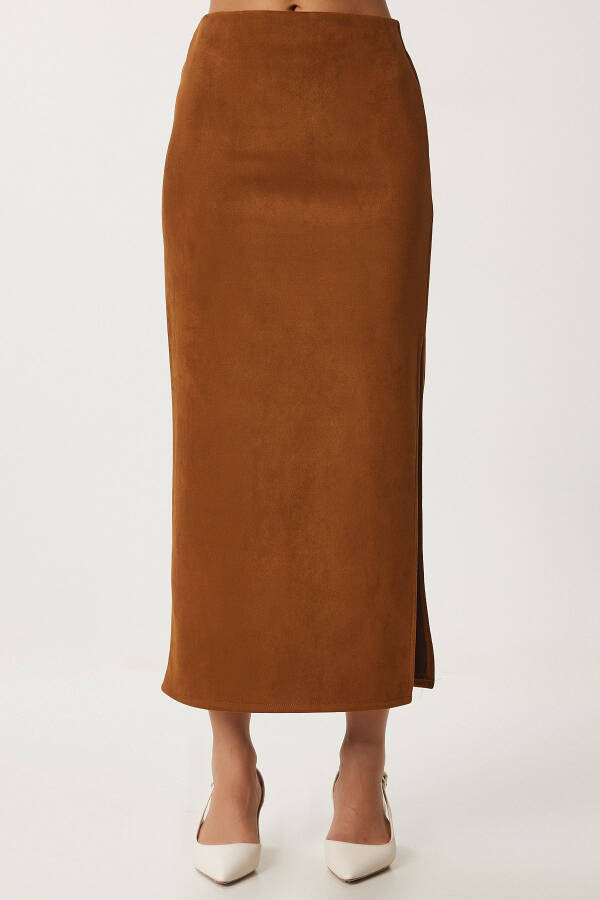 Women's Long Suede Skirt with Thigh Slit MC00292 - 6
