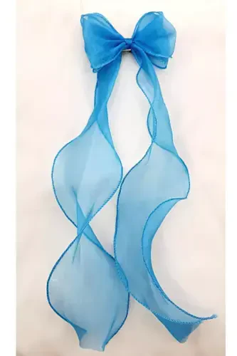 Women's Long Tulle Bow Buckle Dark Petrol Blue-PETROLMAVİSİ - 2