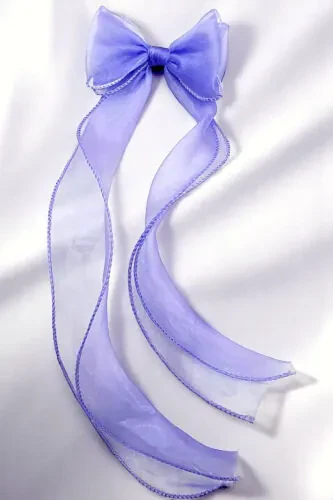 Women's Long Tulle Bow Hair Clip Dark Lilac - PETEK AKSESUAR