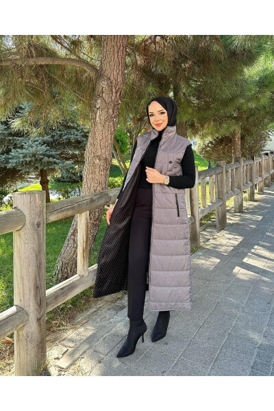 Women's Long Winter 125 Cm Quilted Puffy Vest 50006 - 1