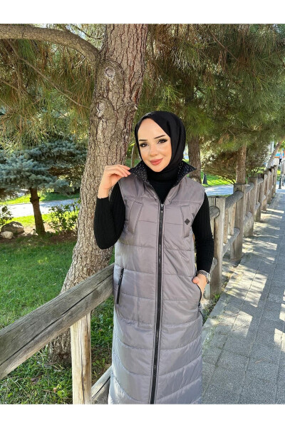 Women's Long Winter 125 Cm Quilted Puffy Vest 50006 - 5