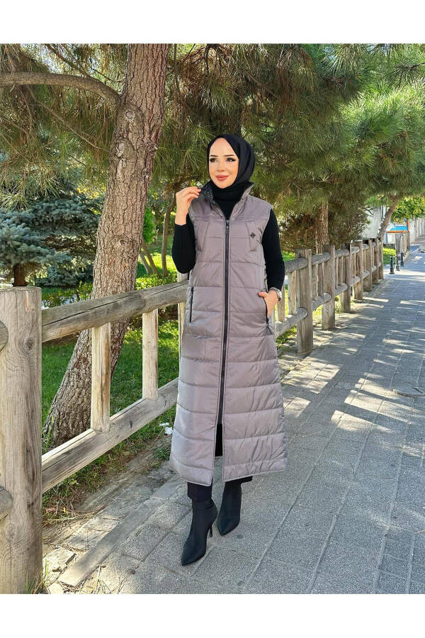 Women's Long Winter 125 Cm Quilted Puffy Vest 50006 - 7