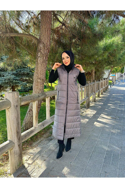 Women's Long Winter 125 Cm Quilted Puffy Vest 50006 - 8