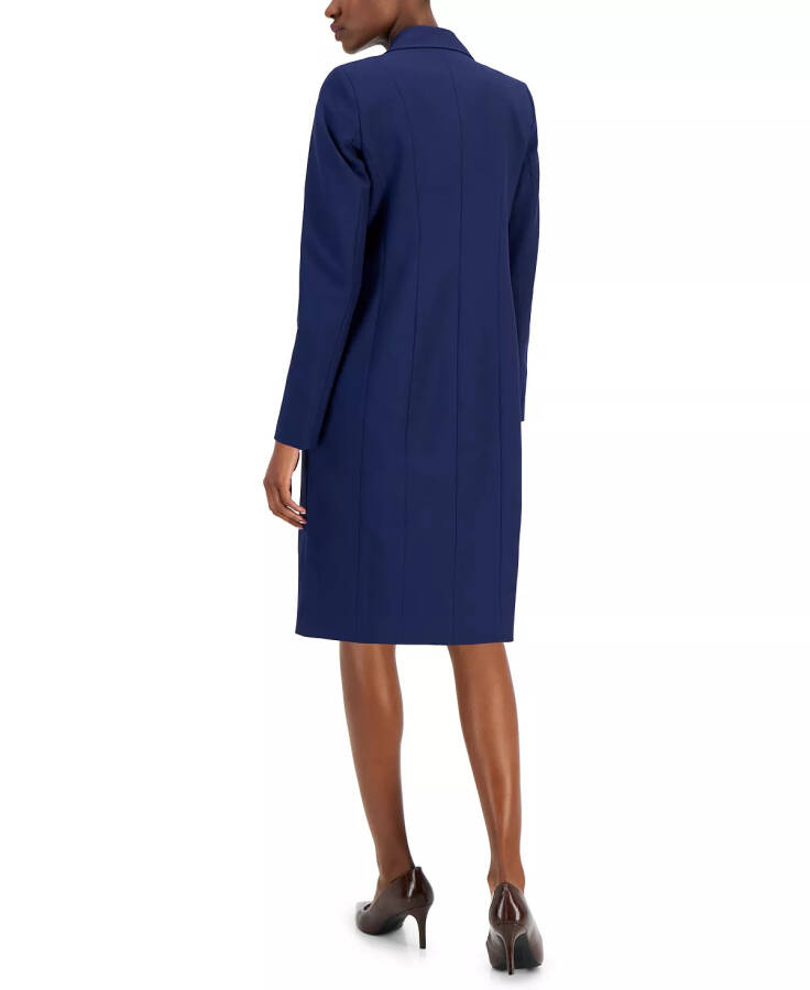 Women's Longline Jacket Topper & Belted Sleeveless Sheath Dress - Bright Navy - 2