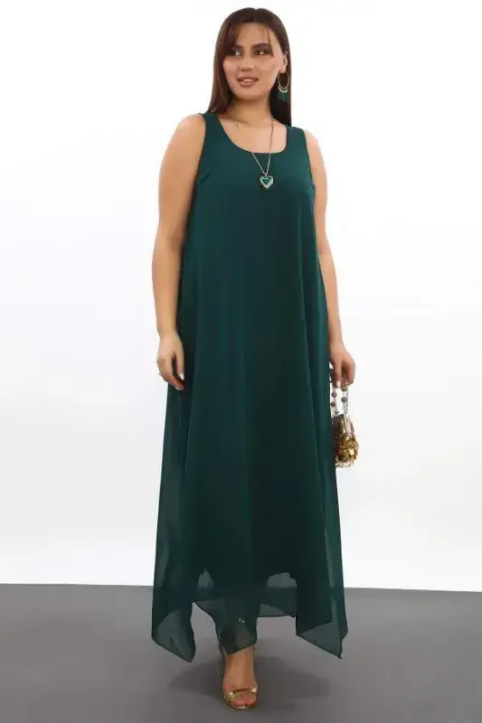 Women's Loose Chiffon Dress Gown KL3066 Green - 2
