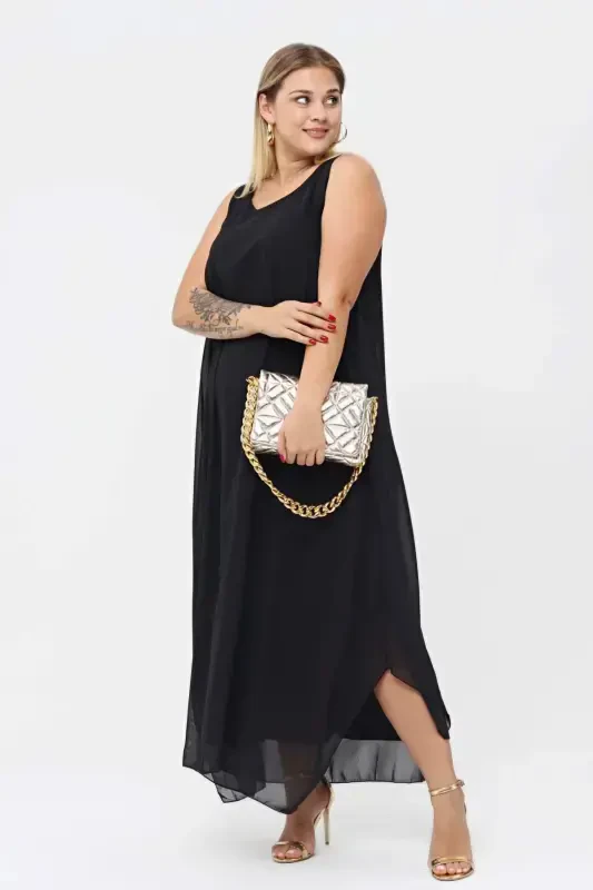 Women's Loose Chiffon Maxi Dress KL3066 Black - 1