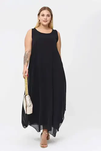 Women's Loose Chiffon Maxi Dress KL3066 Black - 3