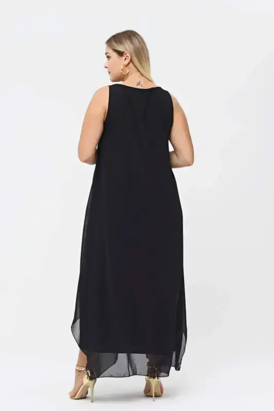 Women's Loose Chiffon Maxi Dress KL3066 Black - 7