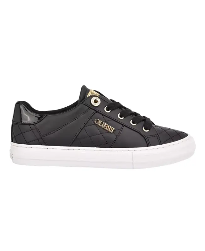 Women's Loven Lace-Up Sneakers-Black Quilted - 2