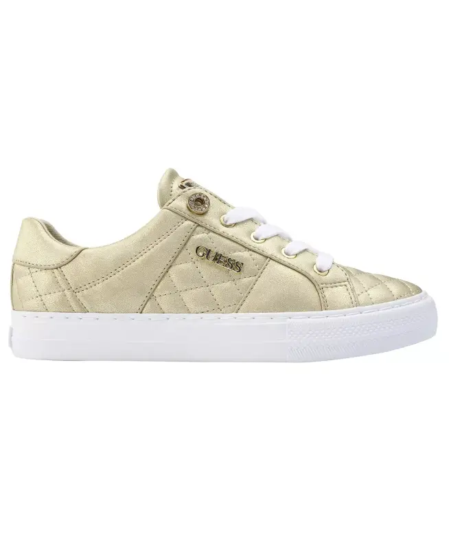 Women's Loven Lace-Up Sneakers-Gold Metallic Quilted - 2