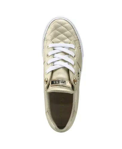 Women's Loven Lace-Up Sneakers-Gold Metallic Quilted - 4