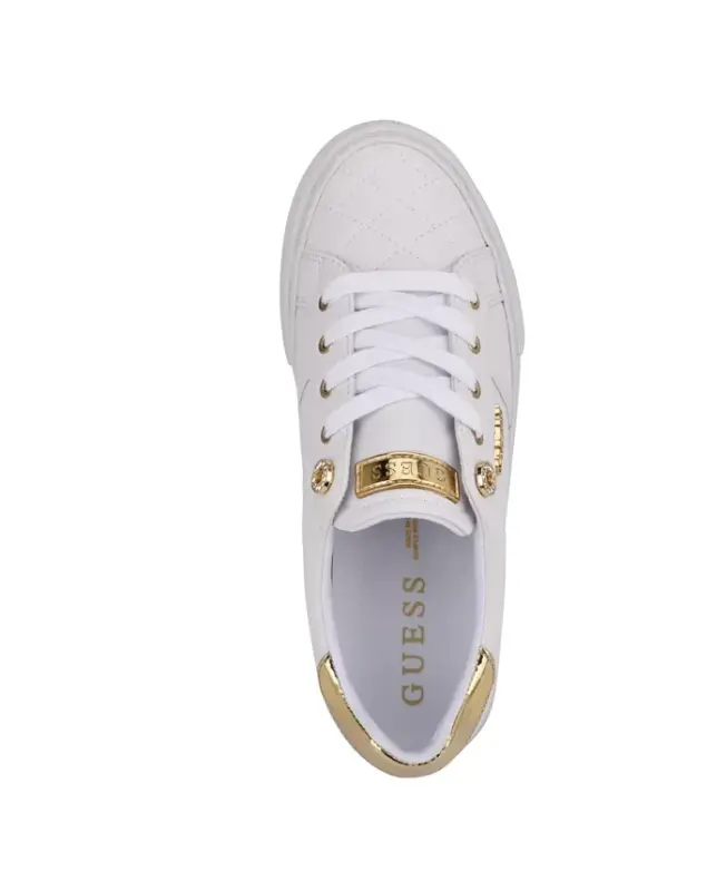 Women's Loven Lace-Up Sneakers-White Quilted - 4