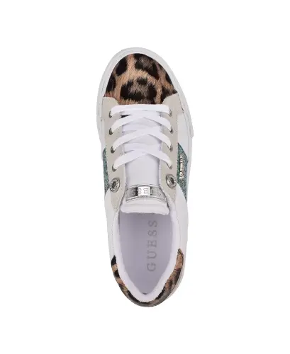 Women's Loven Lace-Up Sneakers-White/Ocean Leopard - 4