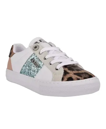 Women's Loven Lace-Up Sneakers-White/Ocean Leopard 
