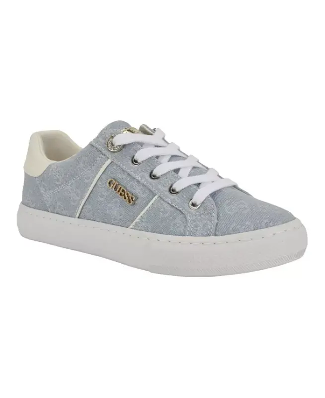 Women's Loven Low Profile Lace-Up Sneakers - Blue Denim Logo - GUESS