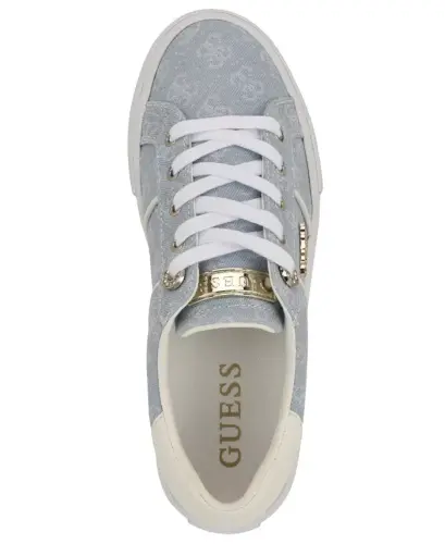 Women's Loven Low Profile Lace-Up Sneakers - Blue Denim Logo - 4