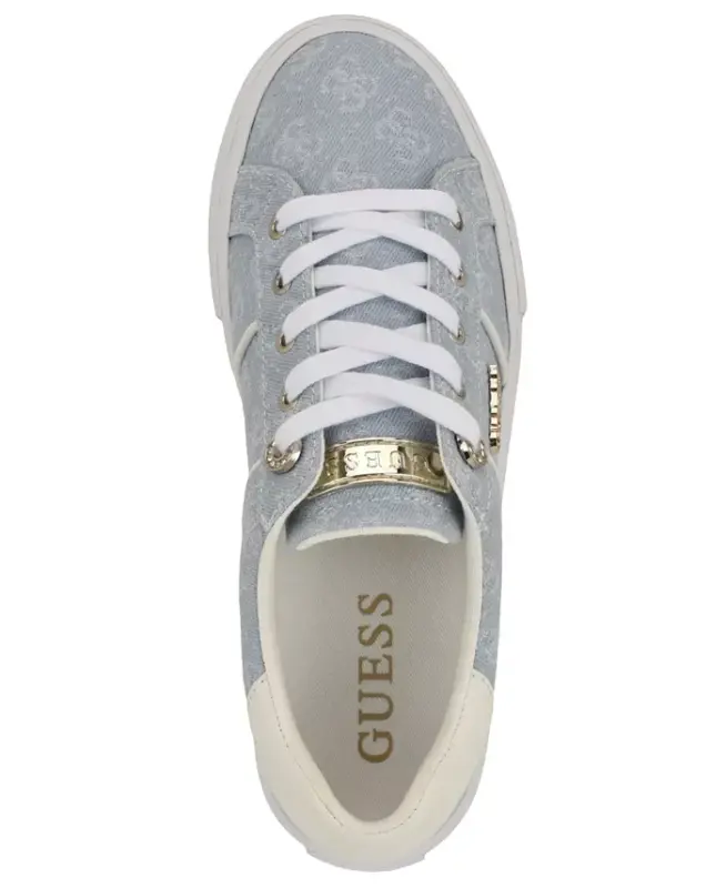 Women's Loven Low Profile Lace-Up Sneakers - Blue Denim Logo - 4