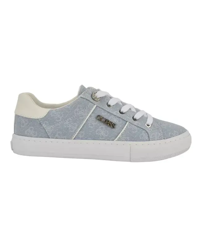 Women's Loven Low Profile Lace-Up Sneakers - Blue Denim Logo - 2