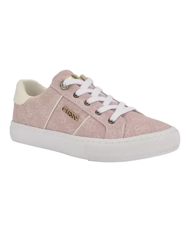 Women's Loven Low Profile Lace-Up Sneakers - Light Pink Logo - GUESS