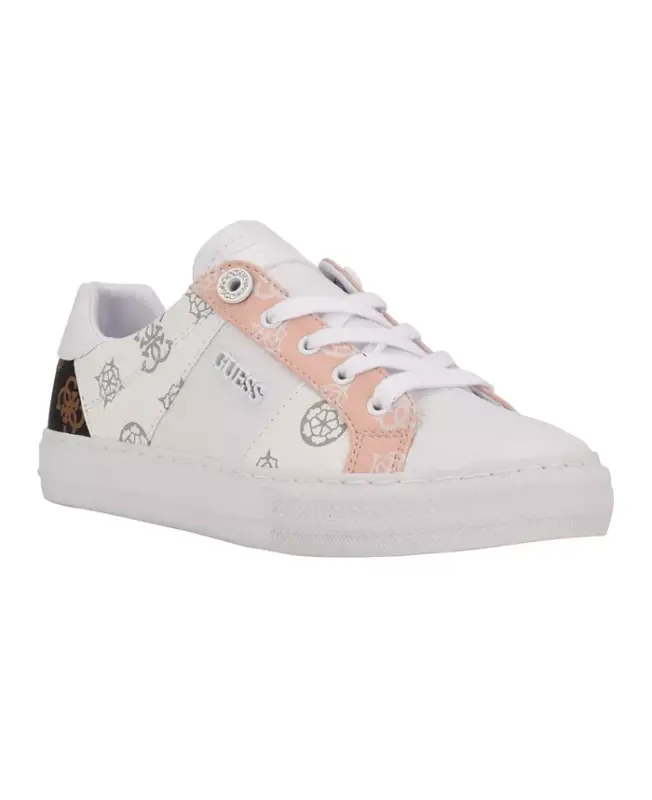 Women's Loven Low Profile Lace-Up Sneakers - Light Pink/Dark Brown Logo - 1