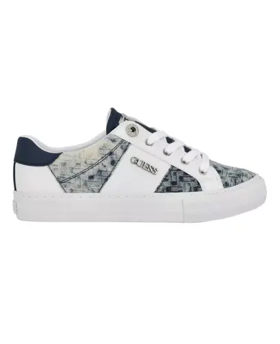 Women's Loven Low Profile Lace-Up Sneakers - White/Denim Multi - GUESS (1)