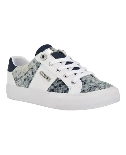 Women's Loven Low Profile Lace-Up Sneakers - White/Denim Multi - 1