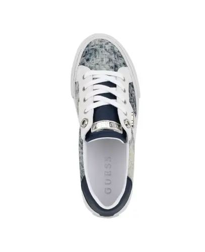 Women's Loven Low Profile Lace-Up Sneakers - White/Denim Multi - 4