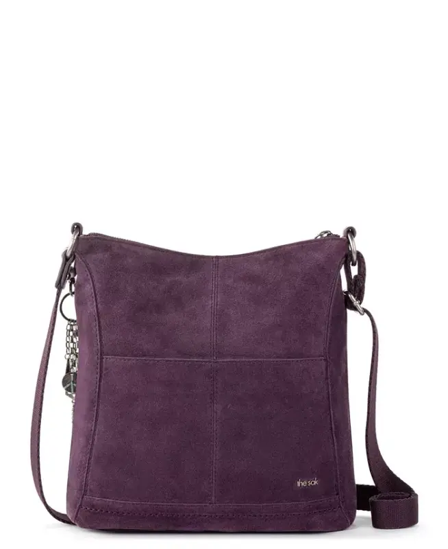 Women's Lucia Leather Crossbody Bag-Aubergine Suede - 2