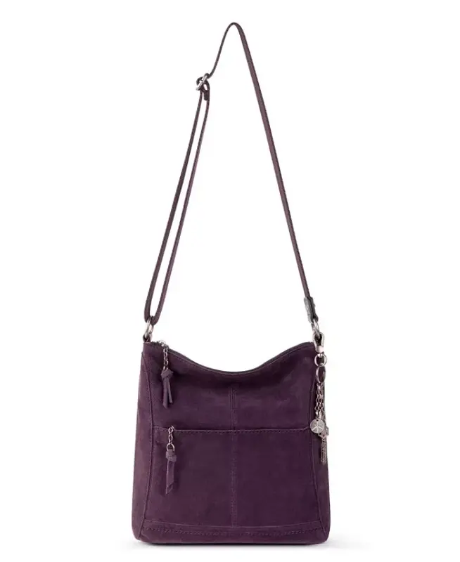 Women's Lucia Leather Crossbody Bag-Aubergine Suede - 6