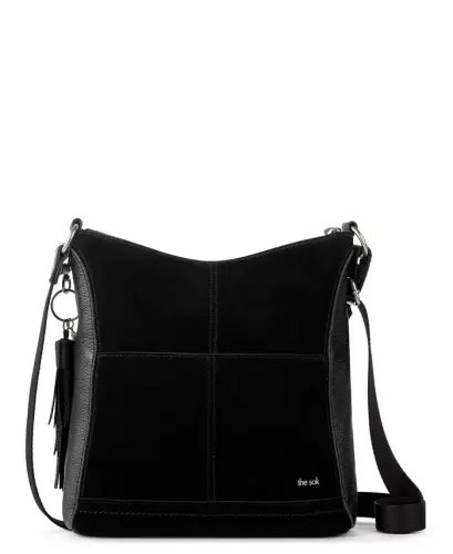 Women's Lucia Leather Crossbody Bag - Black Suede Block - 2