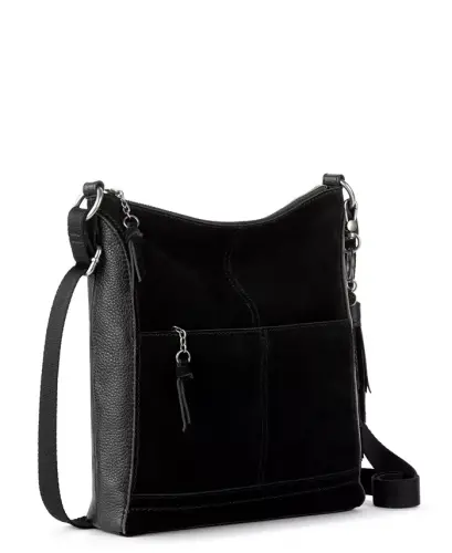 Women's Lucia Leather Crossbody Bag - Black Suede Block - 3
