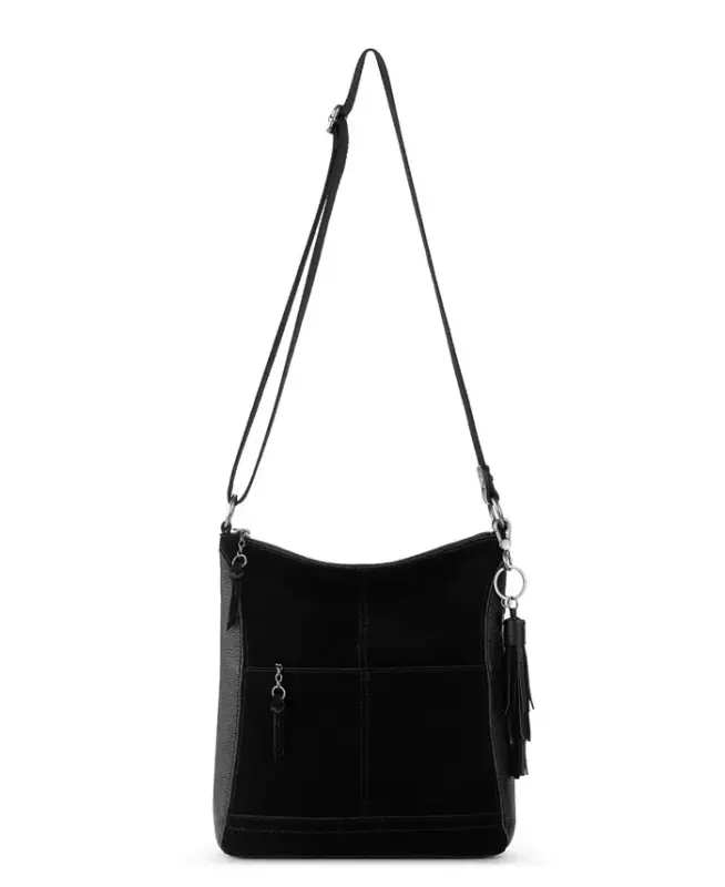 Women's Lucia Leather Crossbody Bag - Black Suede Block - 5