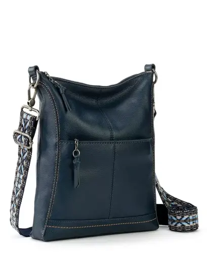 Women's Lucia Leather Crossbody Bag-Indigo - 3