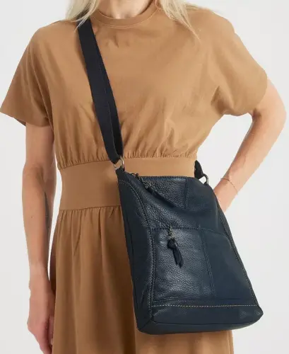 Women's Lucia Leather Crossbody Bag-Indigo - 5