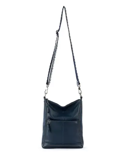 Women's Lucia Leather Crossbody Bag-Indigo - 7