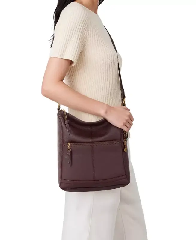 Women's Lucia Leather Crossbody Bag-Mahogany Stitch - 5