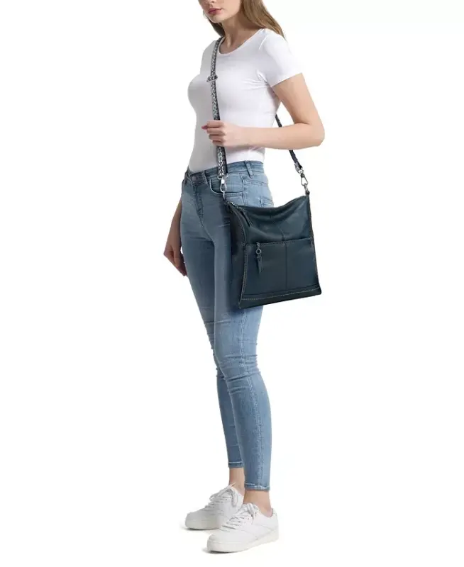 Women's Lucia Leather Crossbody Bag - Mahogany Tile Emboss - 6