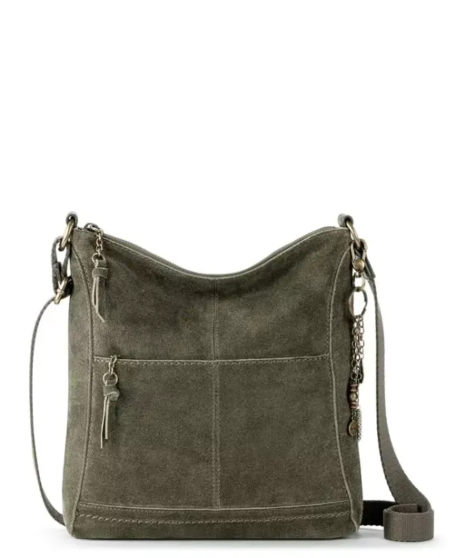 Women's Lucia Leather Crossbody Bag - Moss Suede - THE SAK