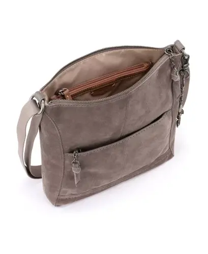 Women's Lucia Leather Crossbody Bag - Mushroom Suede - 3