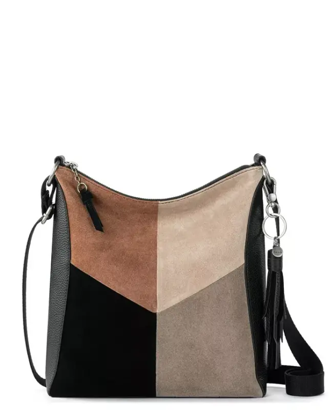 Women's Lucia Leather Crossbody Bag - Neutral Suede Block - THE SAK