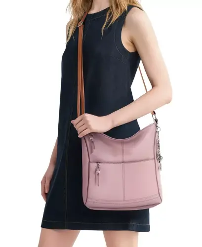 Women's Lucia Leather Crossbody Bag-Rosewood - 5