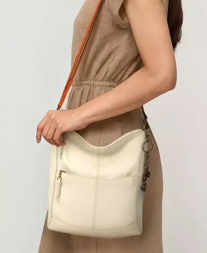Women's Lucia Leather Crossbody Bag - Stone - 5