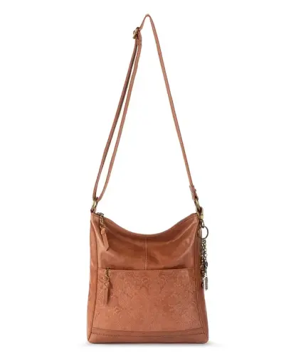 Women's Lucia Leather Crossbody Bag - Tobacco Floral Emboss - 5