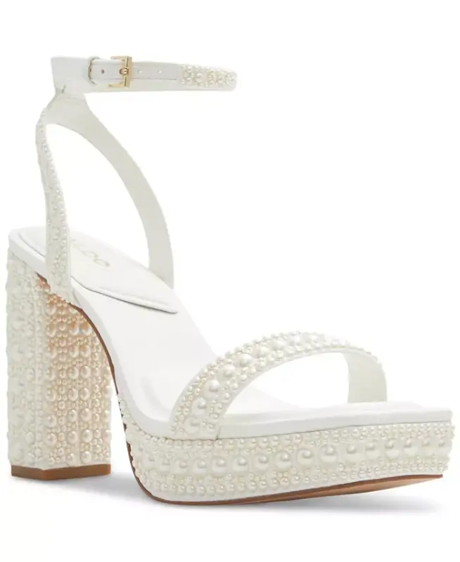 Women's Lulu Pearl Two-Piece Platform Dress Sandals-White Mixed - ALDO