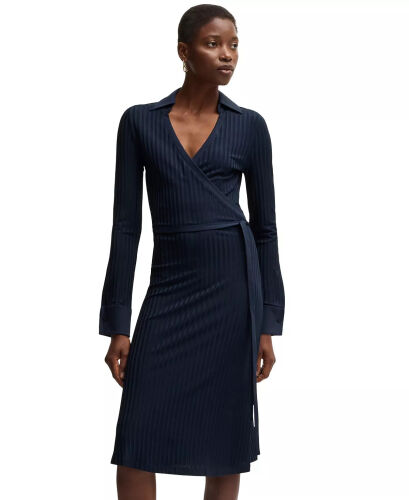 Women's Lustrous Ribbed Wrap Dress - HUGO BOSS