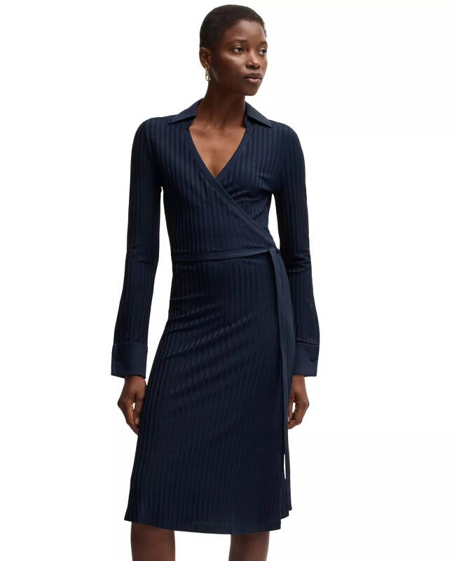 Women's Lustrous Ribbed Wrap Dress - 1