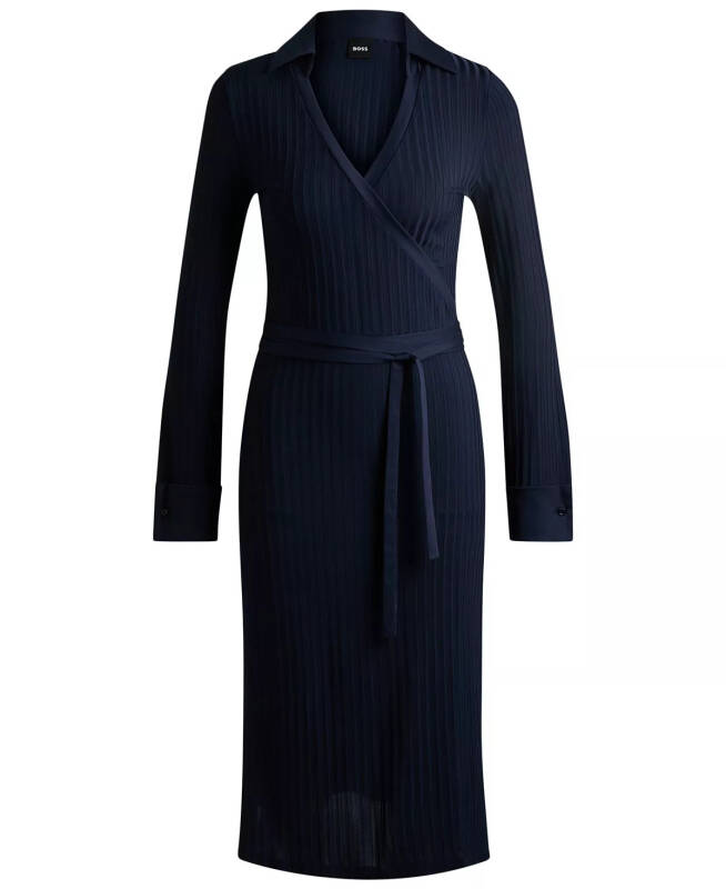 Women's Lustrous Ribbed Wrap Dress - 2
