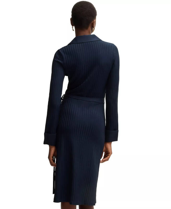 Women's Lustrous Ribbed Wrap Dress - 4