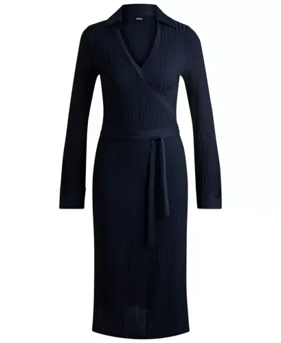 Women's Lustrous Ribbed Wrap Dress - 2